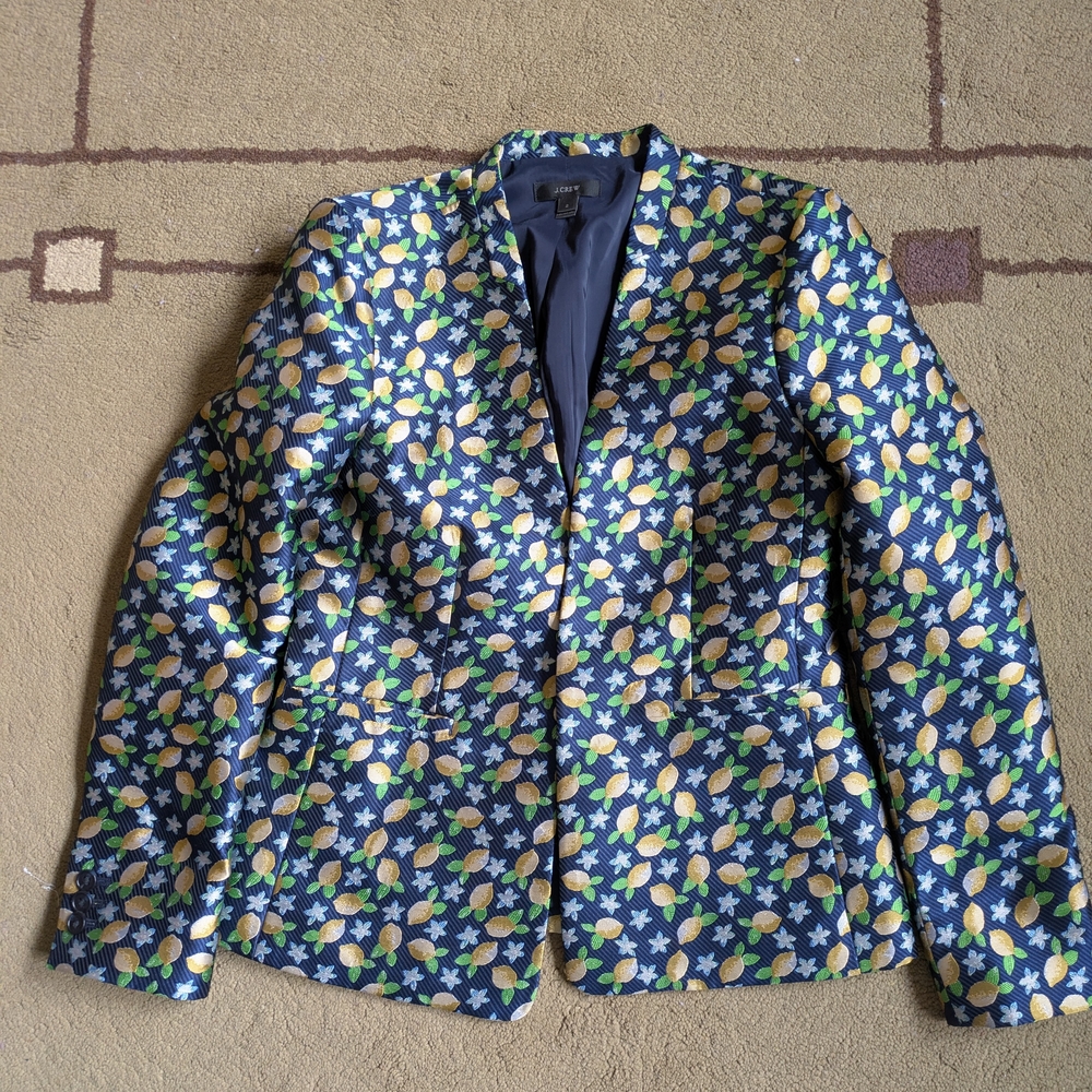 J. Crew Blue and Yellow Blazer with Notched Lapel